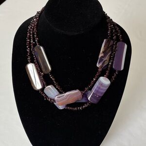 Elegant Purple and Black Beaded Necklace